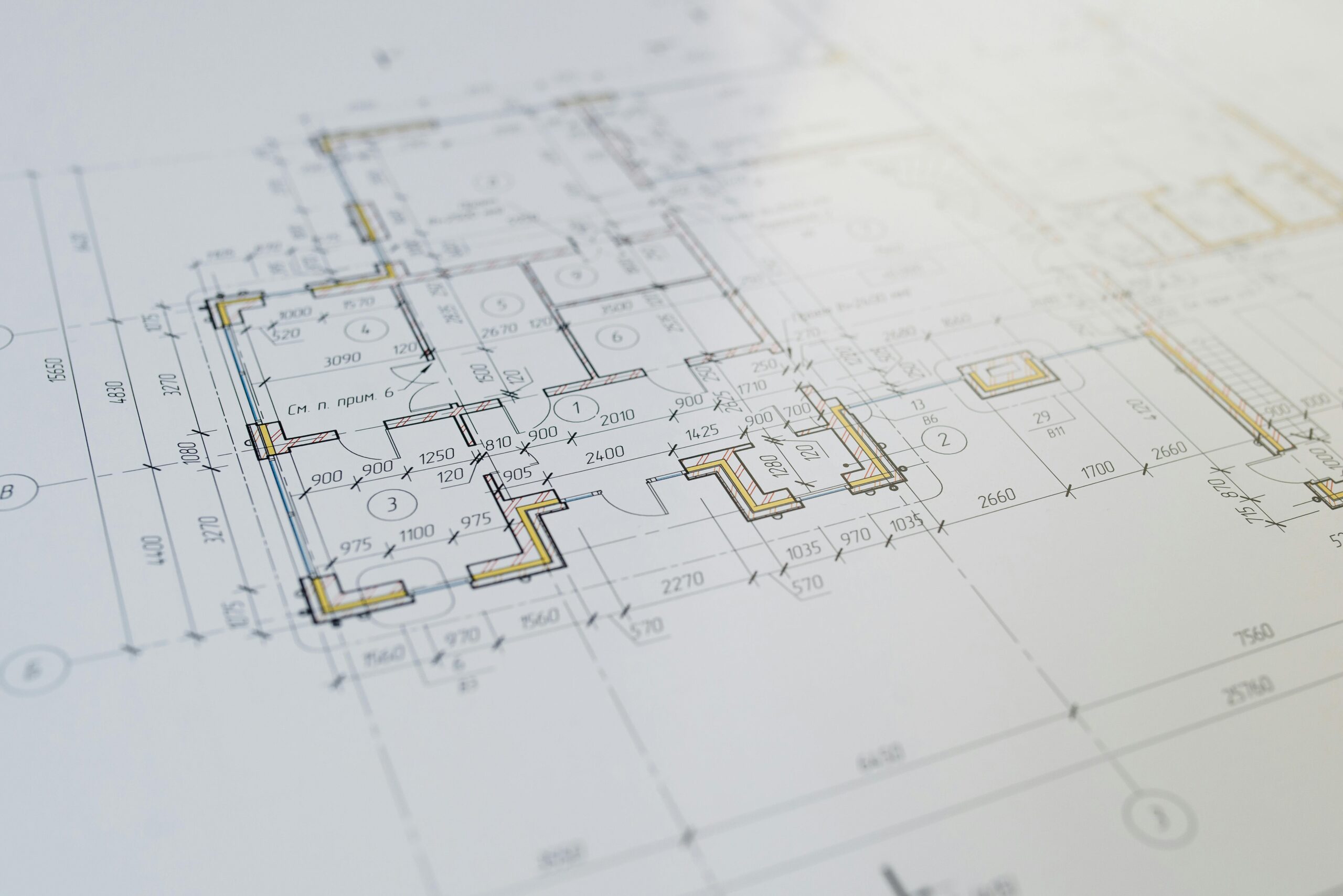 Blueprint Estimating High-resolution close-up of an architectural floor plan showcasing design details.